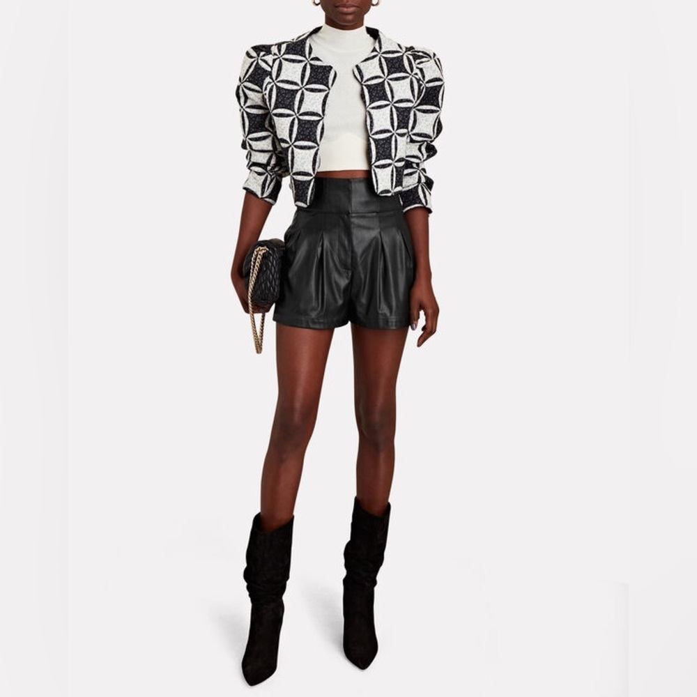 INTERMIX Kitty Pleated Faux Leather Shorts